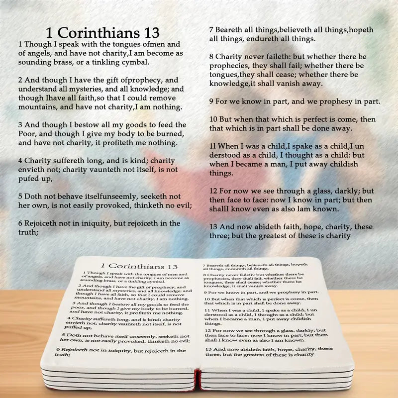 Biblia de Peluche Decorativo con Versículos Bíblicos